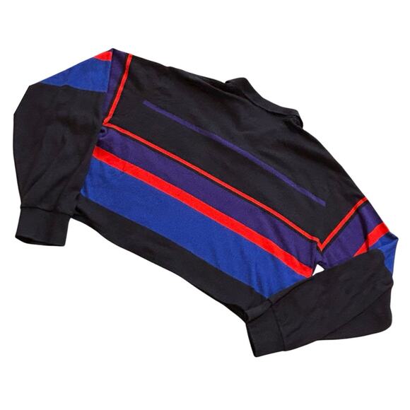 Vintage 90s Polo Ralph Lauren XL Cropped Black L/S Polo Chest Stripes Reworked - Picture 5 of 5